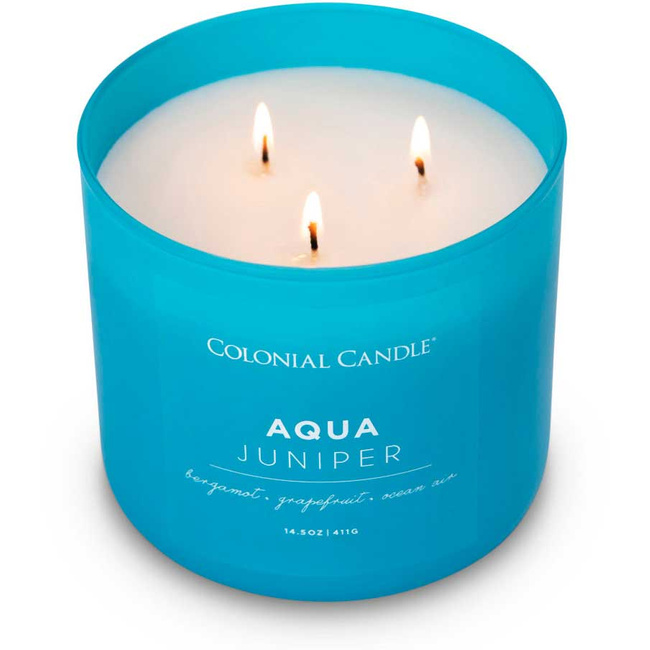 Colonial Candle Pop Of Color geurkaars van sojabonen in glas 3 lonten 14,5 oz 411 g - Aqua Juniper
