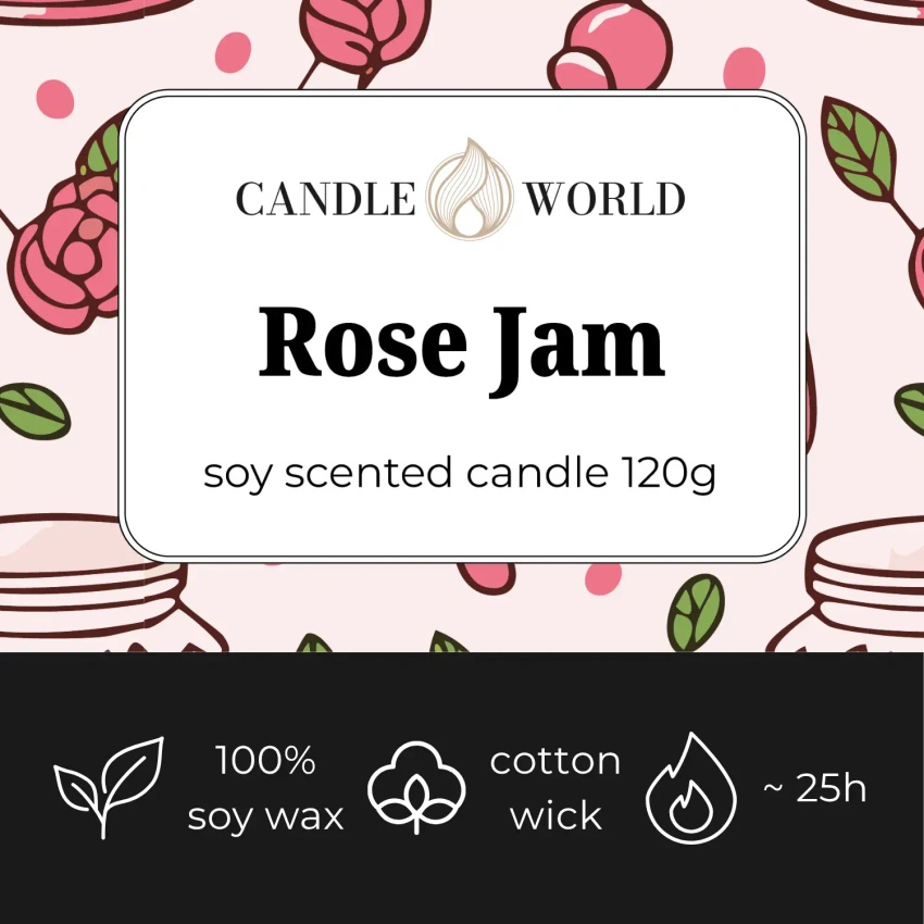 Candle World soy scented candle jar Rose Jam 120 g