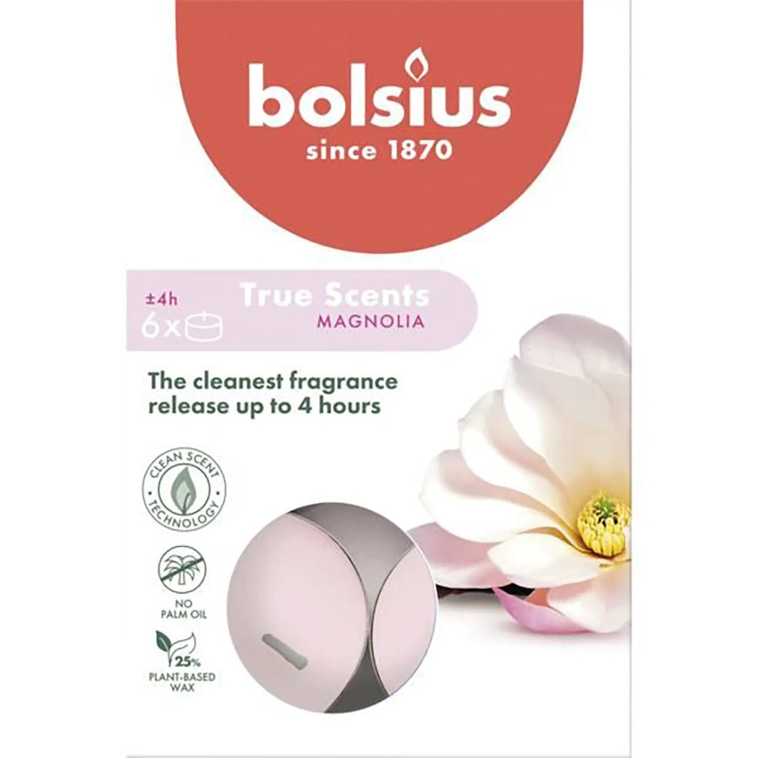 Bolsius True Scents porte-bougies à réchaud parfumés 6 pcs - Magnolia