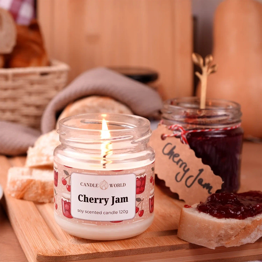 Candle World soja geurkaars pot Cherry Jam 120 g Kers