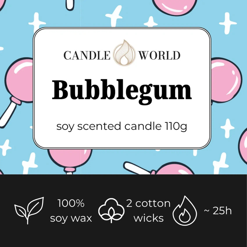 Candle World vela de soja perfumada tarro Bubblegum 110 g Chicle