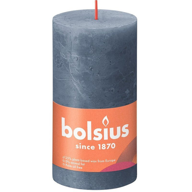 Bolsius Rustic Shine unscented solid pillar candle 130/68 mm 13 cm - Midnight Blue