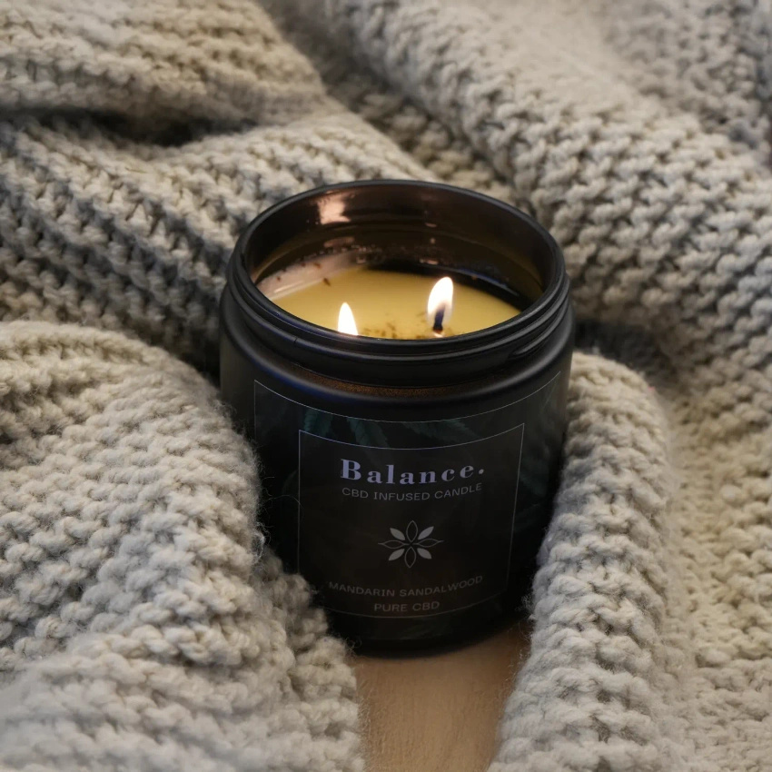 Soy scented candle in glass CBD Balance Mandarin Sandalwood Candle Brothers 350 g