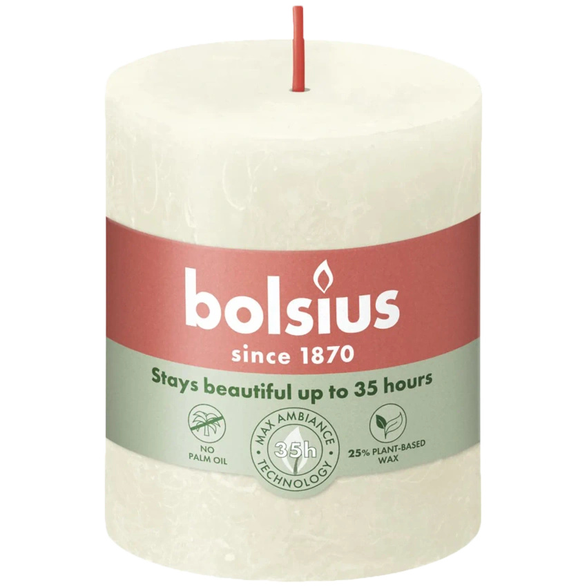 Bolsius photophore tronc rustique Rustic Shine 80/68 mm - Perle douce