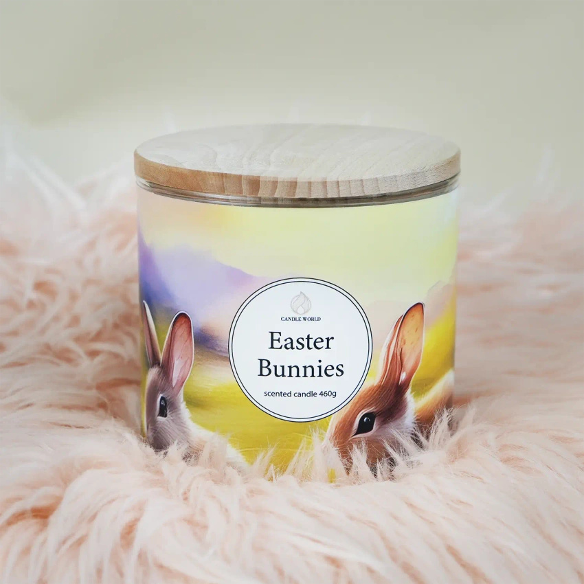 Candle World candela profumata di soia pasquale 3 stoppini Easter Bunnies 460 g