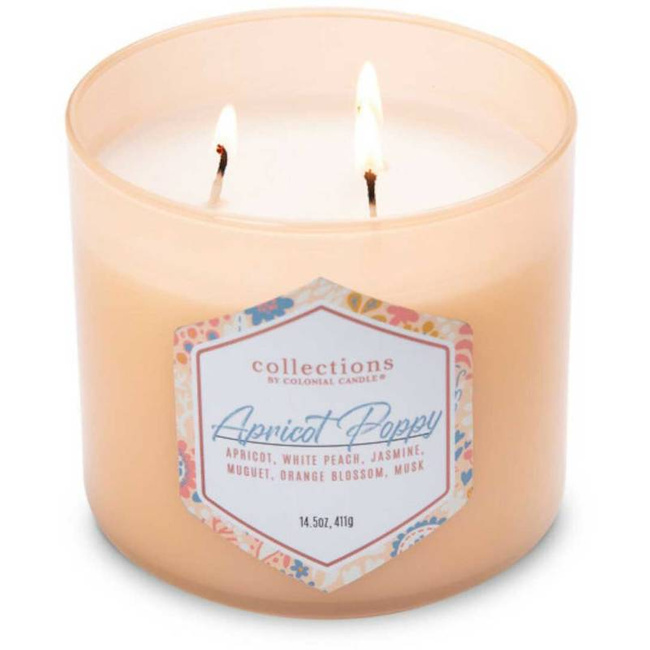 Colonial Candle Mother's Day sojowa świeca zapachowa w szkle 3 knoty 14.5 oz 411 g - Apricot Poppy