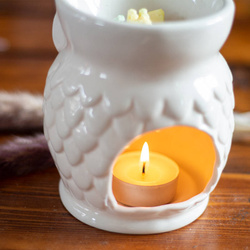 Brucia essenze profumato in ceramica bianca per cera e olio Candle Brothers Owl