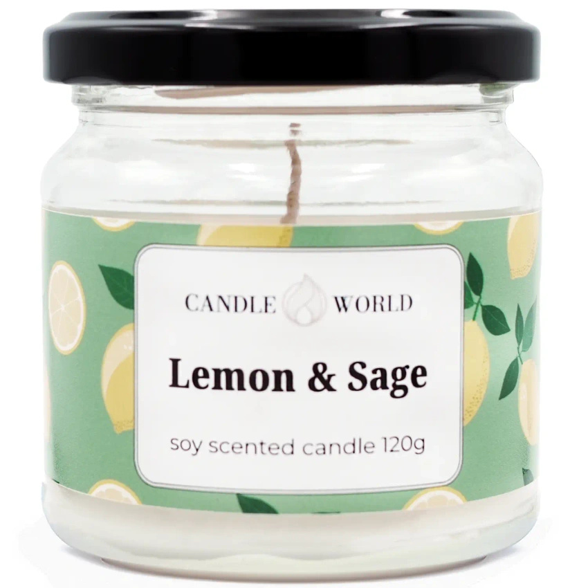 Candle World soja-Duftkerze im Glas Lemon Sage 120 g Salbei-Zitrone