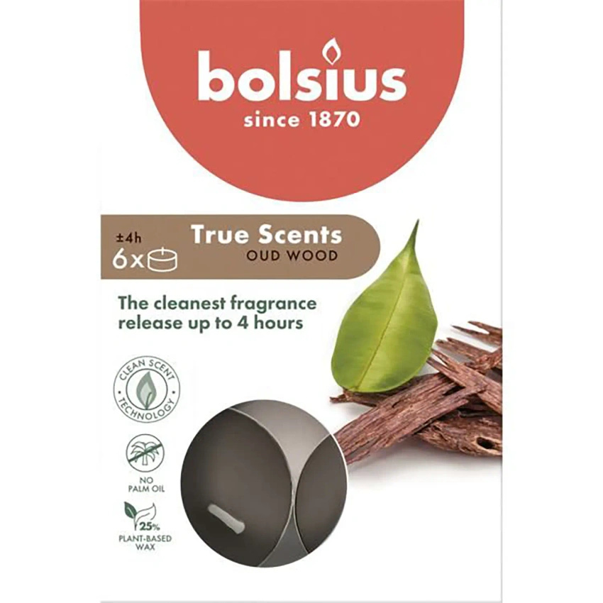 Bolsius True Scents vonné čajové svíčky 6 ks - Agarwood Oud Wood