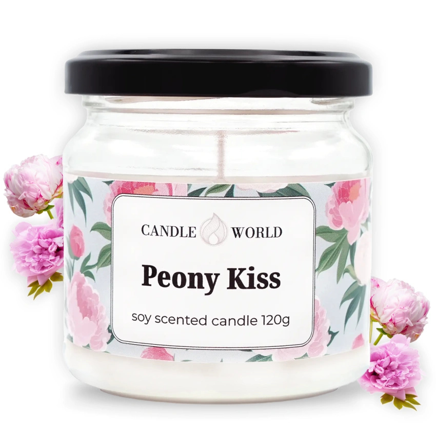 Candle World barattolo di candela profumata di soia Peony Kiss 120 Peonia