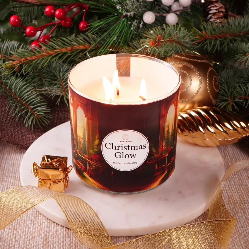 Candle World vela perfumada de Navidad soja 3 mechas Christmas Glow 460 g