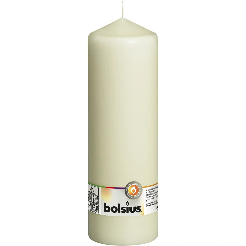 Bolsius candela a tronco di colonna non profumata 30 cm 300/98 mm - Crema