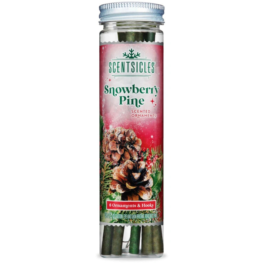 Barritas aromáticas para un árbol de Navidad Scentsicles Snowberry Pine Vianočné závesné dekorácie 6 uds 