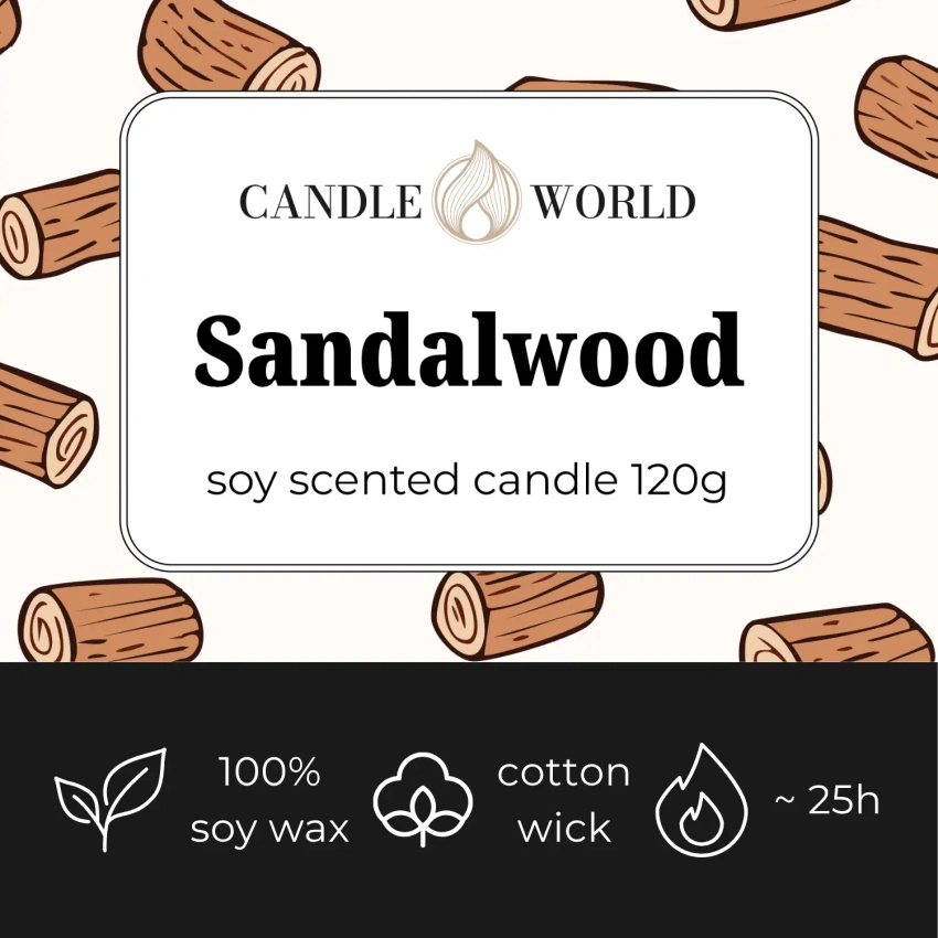 Candle World Soja Duftkerze Glas Sandalwood 120 g Sandelholz