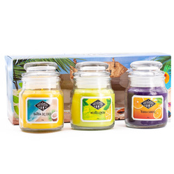 Bougie parfumée au soja dans un coffret cadeau en verre dans une boîte Candle Brothers Beach Bar - Tropical Holidays Mojito Lemon Grenadine Orange 3 x 85 g