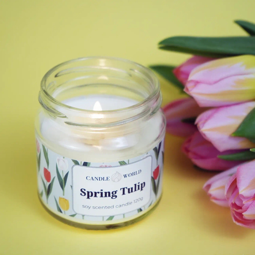 Candle World soja-Duftkerze im Glas Spring Tulip 120 g Tulpe