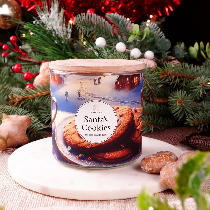 Candle World soy scented candle 3 wicks Santa's Cookies 460 g