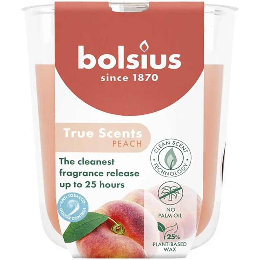 Bolsius True Scents candela profumata in vetro 80/73 mm - Pesca