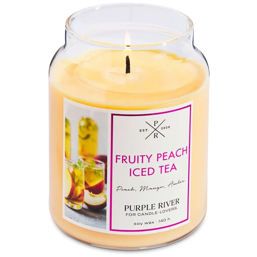 Sójová vonná svíčka Fruity Peach Iced Tea Purple River 623 g