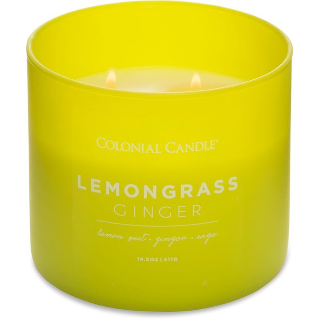 Colonial Candle Pop Of Color bougie de soja parfumée en verre 3 mèches 14.5 oz 411 g - Lemongrass Ginger