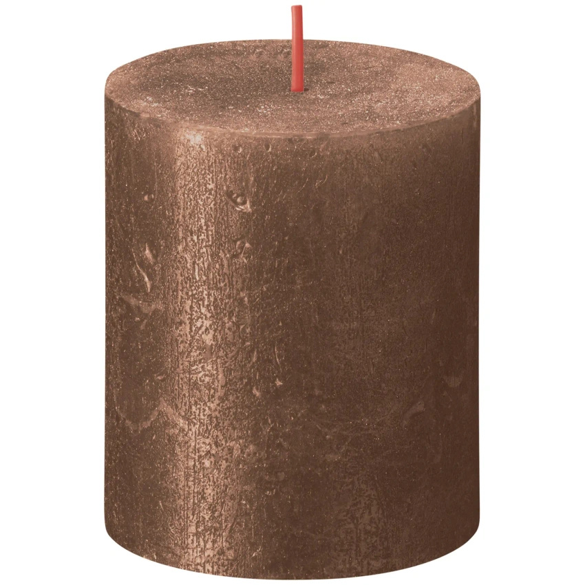 Bolsius Rustic Shimmer trunk solid candle rustic metallized unscented 8 cm 80/68 mm - Copper Copper
