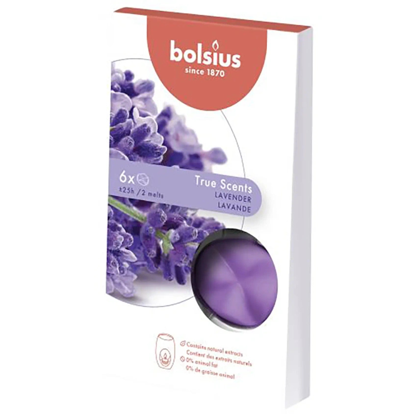 Bolsius cera perfumada para chimenea True Scents Lavanda 6 uds