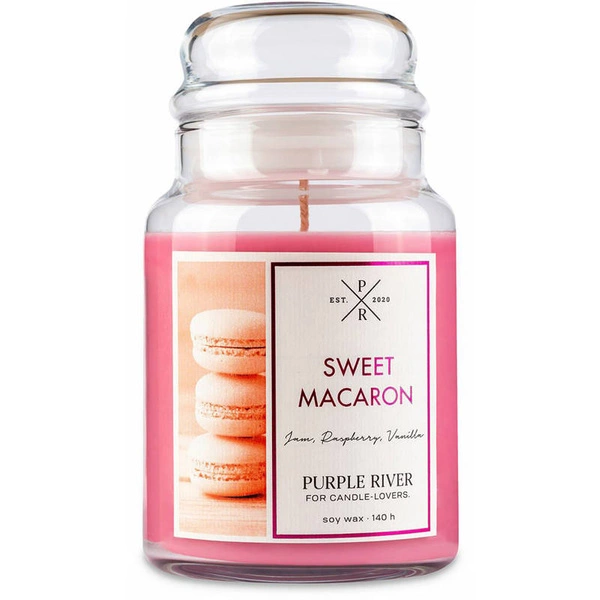 Candela di soia profumata Sweet Macaron Purple River 623 g