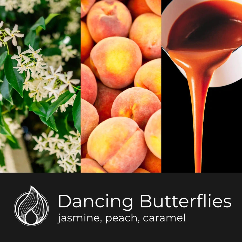 Candle World vela perfumada de soja 3 mechas Dancing Butterflies 460 g Jazmín Melocotón