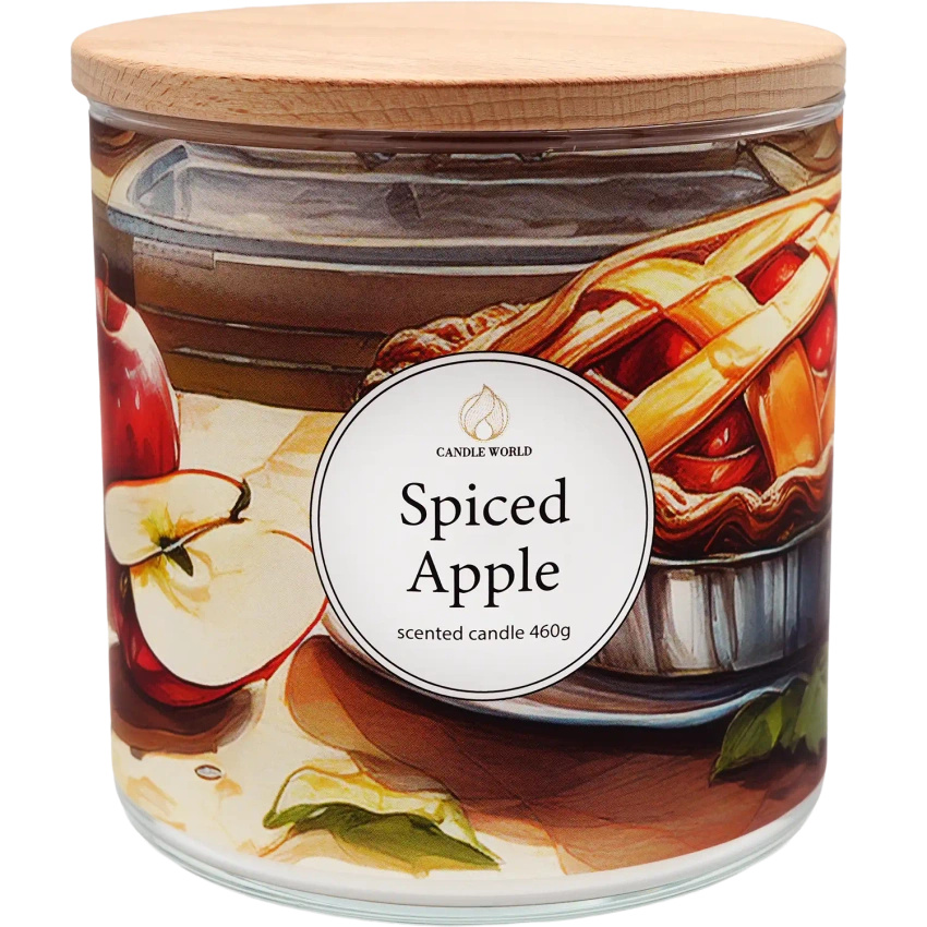 Candle World bougie parfumée au soja 3 mèches Spiced Apple Pomme Cannelle 460 g