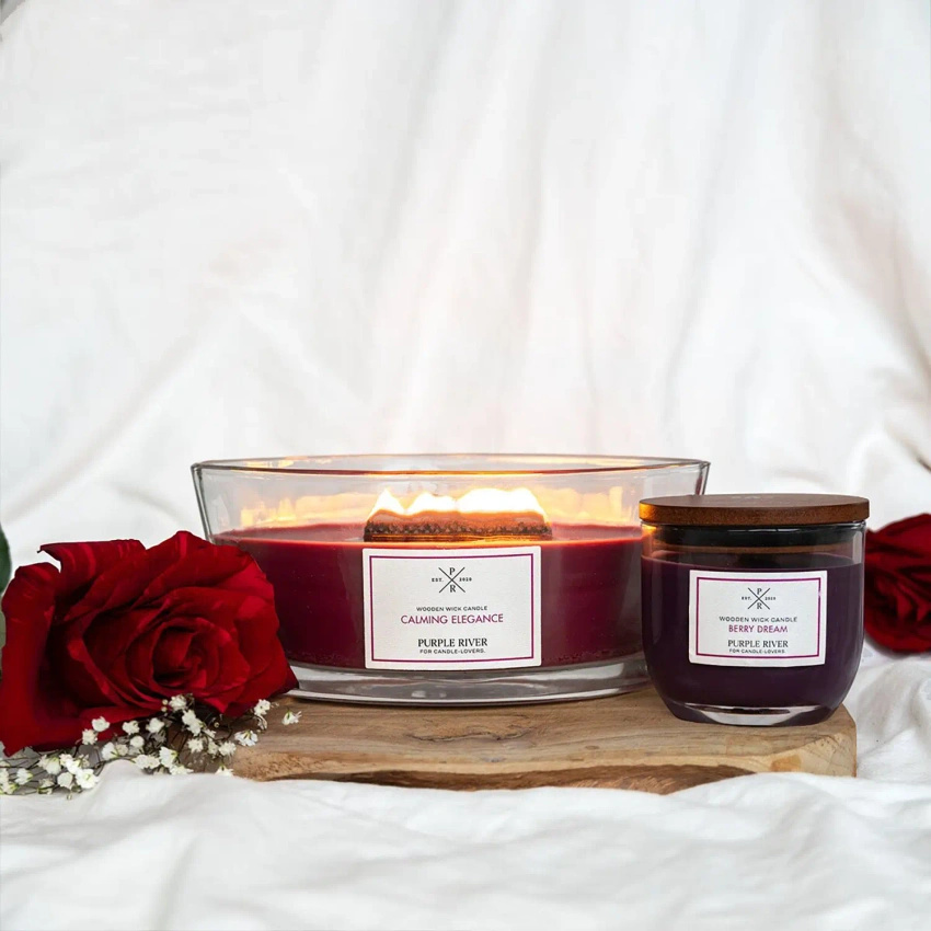 Geurkaars met houten lont bessen Berry Dream 85 g Purple River