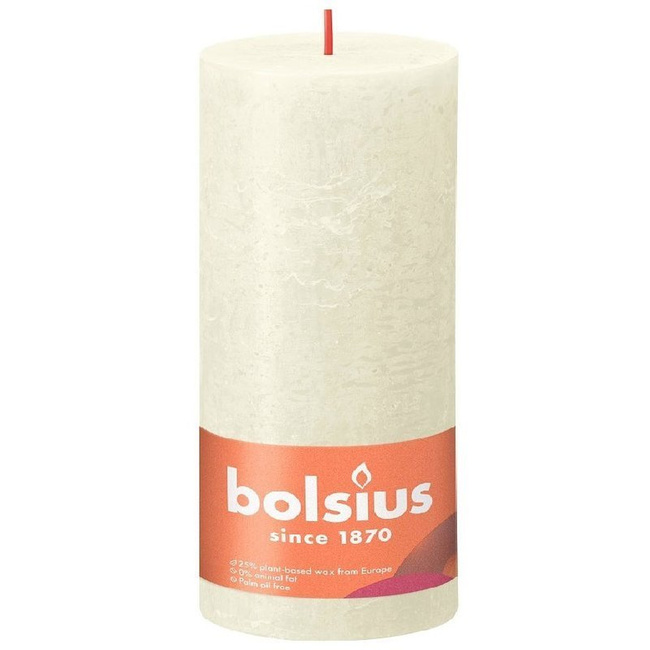 Bolsius Rustic XXL Shine unscented solid pillar candle 200/100 mm 20 cm - Soft Pearl