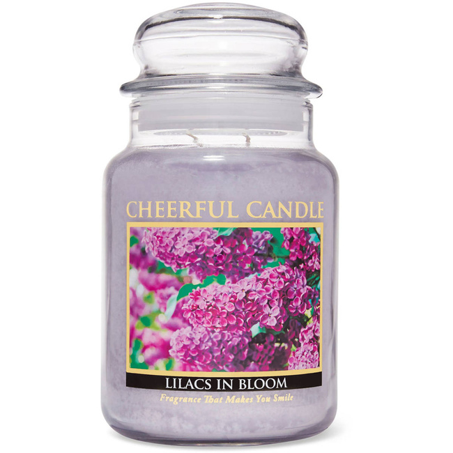 Cheerful Candle duża świeca zapachowa w szklanym słoju 2 knoty 24 oz 680 g - Lilacs in Bloom