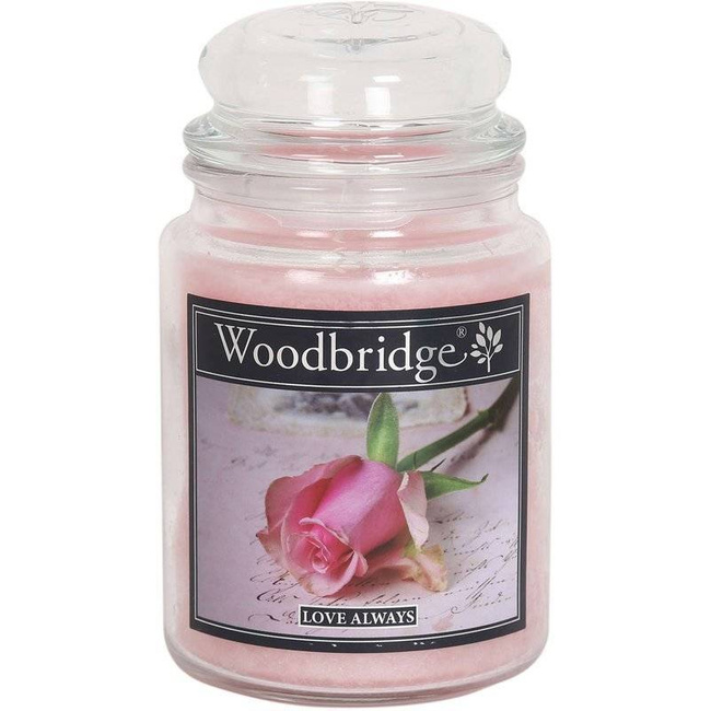 Kvapi žvakė stiklinėje didelėje rožėje Woodbridge - Love Always