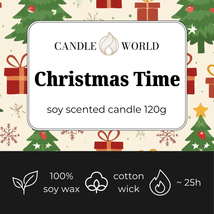 Candle World candela profumata natalizia di soia barattolo Christmas Time 120 g