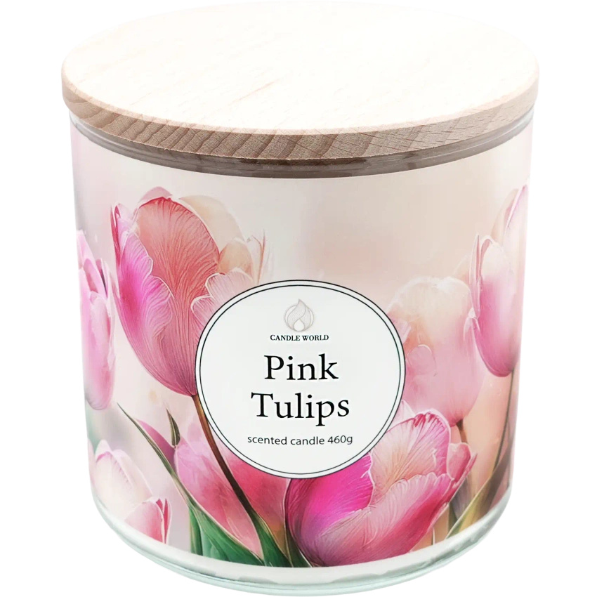 Candle World soja-Blumenduftkerze 3 Dochte Pink Tulips 460 g