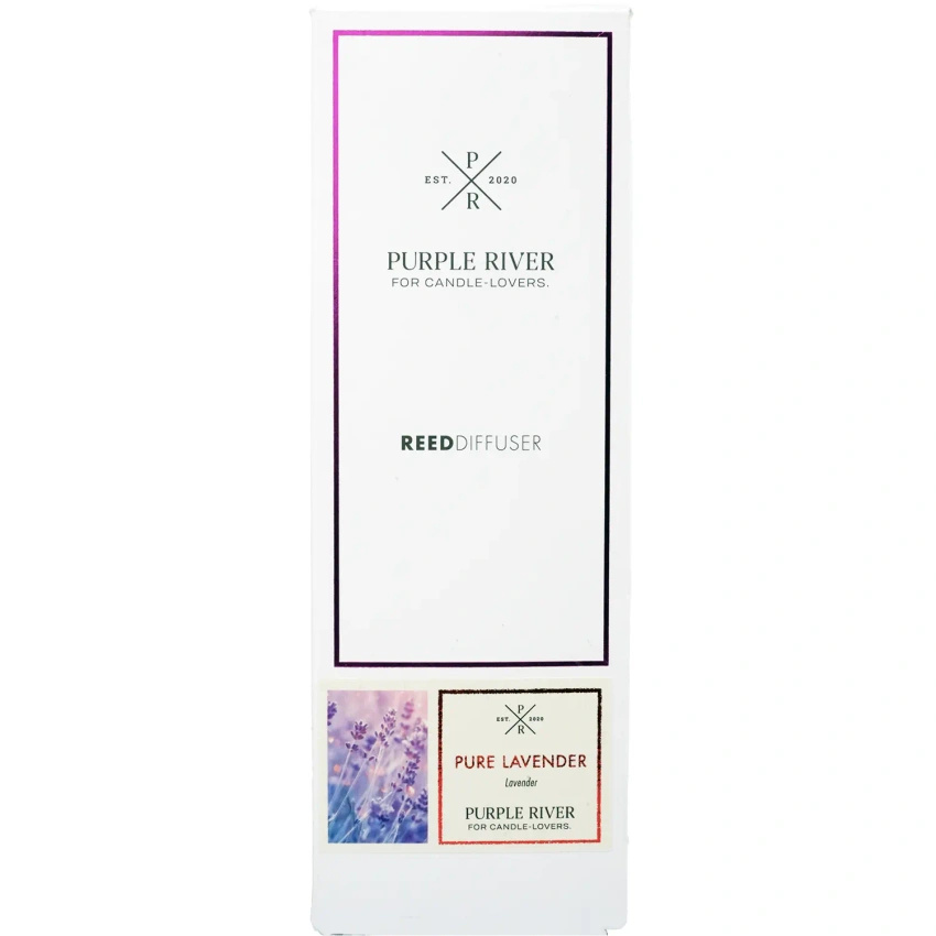 Bâtonnets parfumés dans une bouteille en verre emballés dans une boîte Pure Lavender Purple River 100 ml