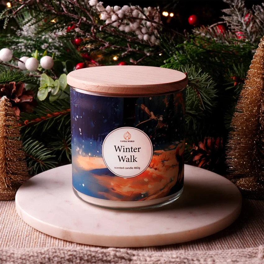 Candle World sojová vonná svíčka 3 knoty Winter Walk 460 g