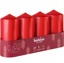 Bolsius set di 4 candele avvento non profumate 10 cm 100/48 mm - Rosso