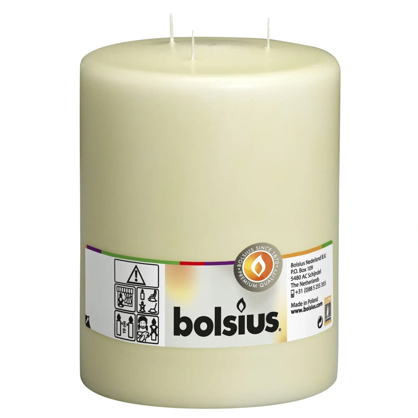Bolsius Pillar Kaars stam massieve kaars drie lonten 200/150 mm - Crème