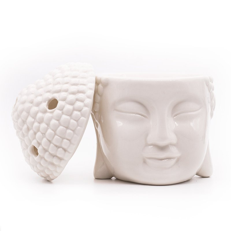 Bruciatore di aromi in ceramica bianca per cera e olio Candle Brothers Buddha