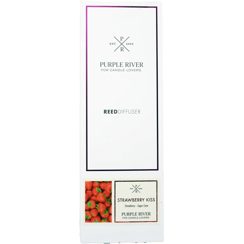 Purple River geurstokjes Strawberry Kiss in een glazen flacon van 100 ml