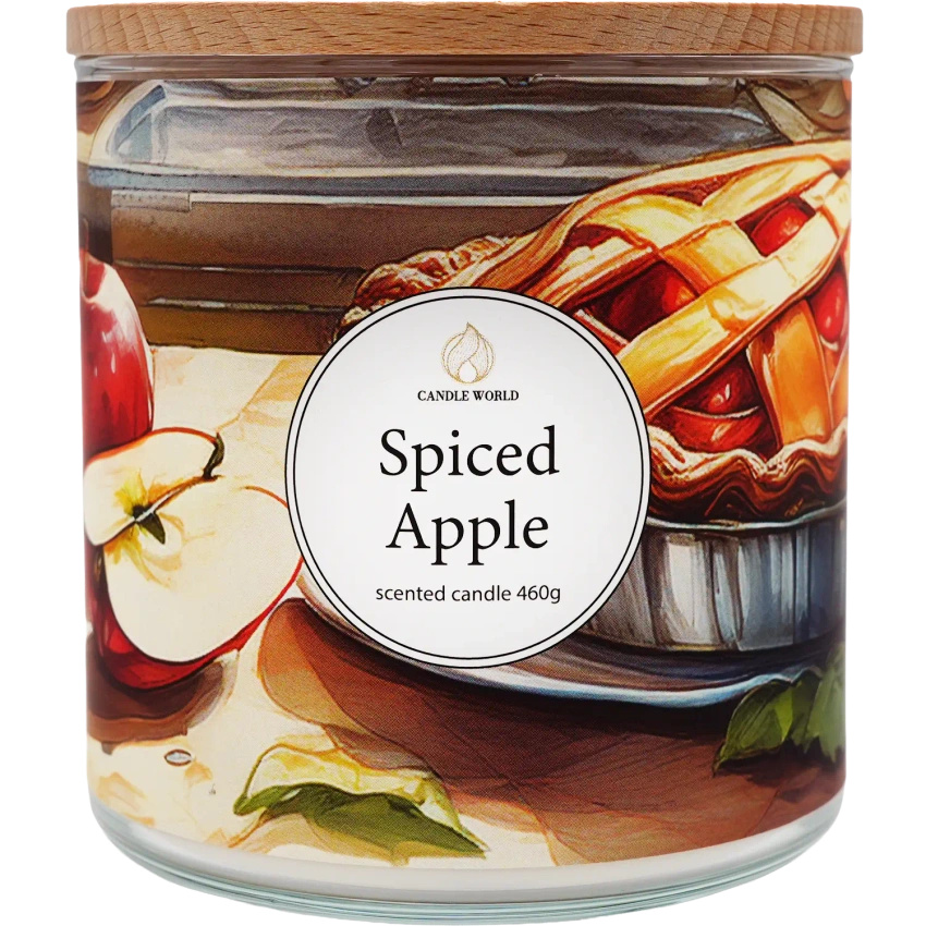 Candle World vela perfumada de soja 3 mechas Spiced Apple Manzana Canela 460 g