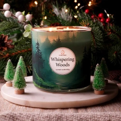 Candle World candela profumata di soia forestale 3 stoppini Whispering Woods 460 g