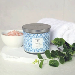 Vela perfumada en vaso 3 mechas - White Linen Sea Salt Woodbridge