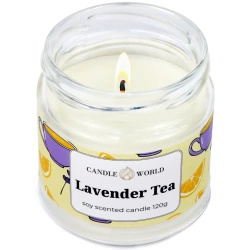 Candle World bougie de soja parfumée pot Lavender Tea 120 g Lavande