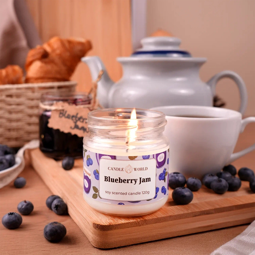 Candle World sojowa świeca zapachowa słoik Blueberry Jam 120 g Jagody