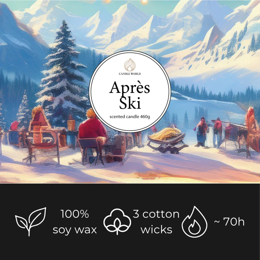 Candle World sojová vonná svíčka 3 knoty Après Ski Brusinka Šalvěj 460 g