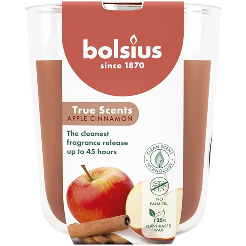 Bolsius True Scents bougie parfumée en verre 97/83 mm - Pomme & Cannelle Apple & Cinnamon