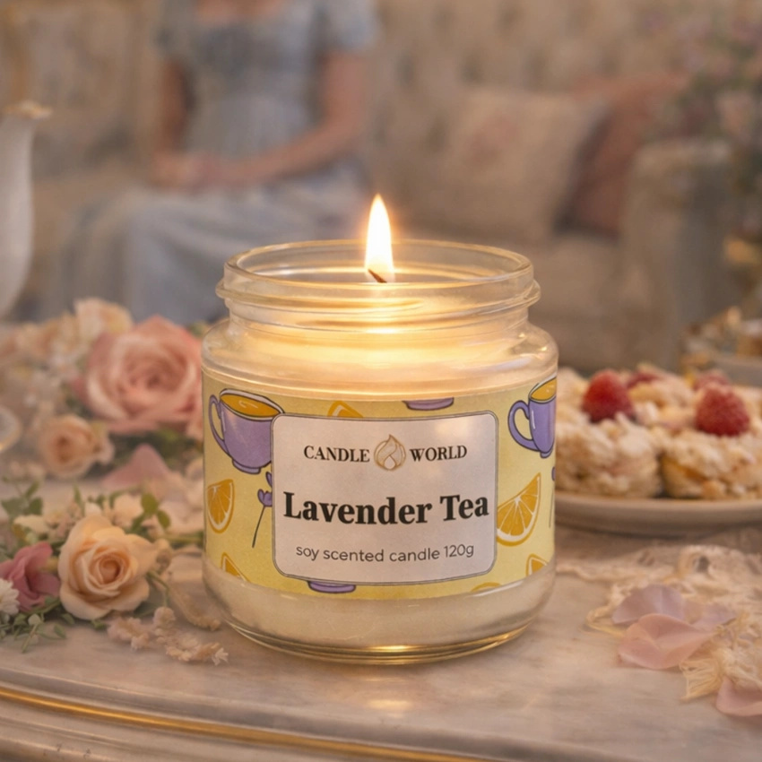 Candle World soja geurkaars pot Lavender Tea 120 g Lavendel