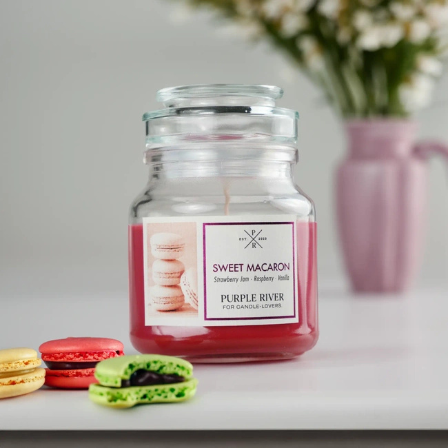 Soy scented candle Sweet Macaron Purple River 113 g